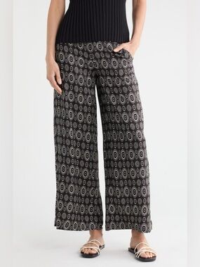 Tahari • NWT$78USD Viscose Wide Leg Printed Pants in Black W19”-22” R13” I28